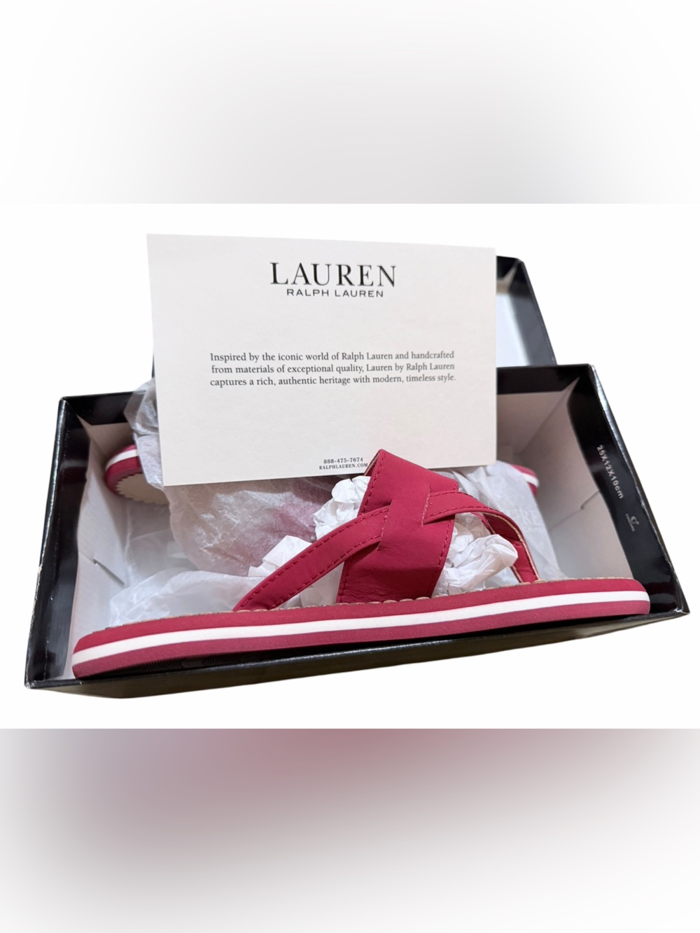 🌼NEW Lauren Ralph Lauren Rosalind Red Crisscross Slide Sandals size 5B